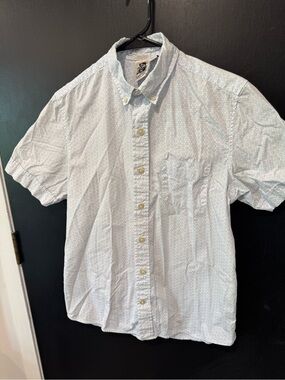 Kennington Light Blue Short-Sleeve Button-Down Shirt with Micro Print